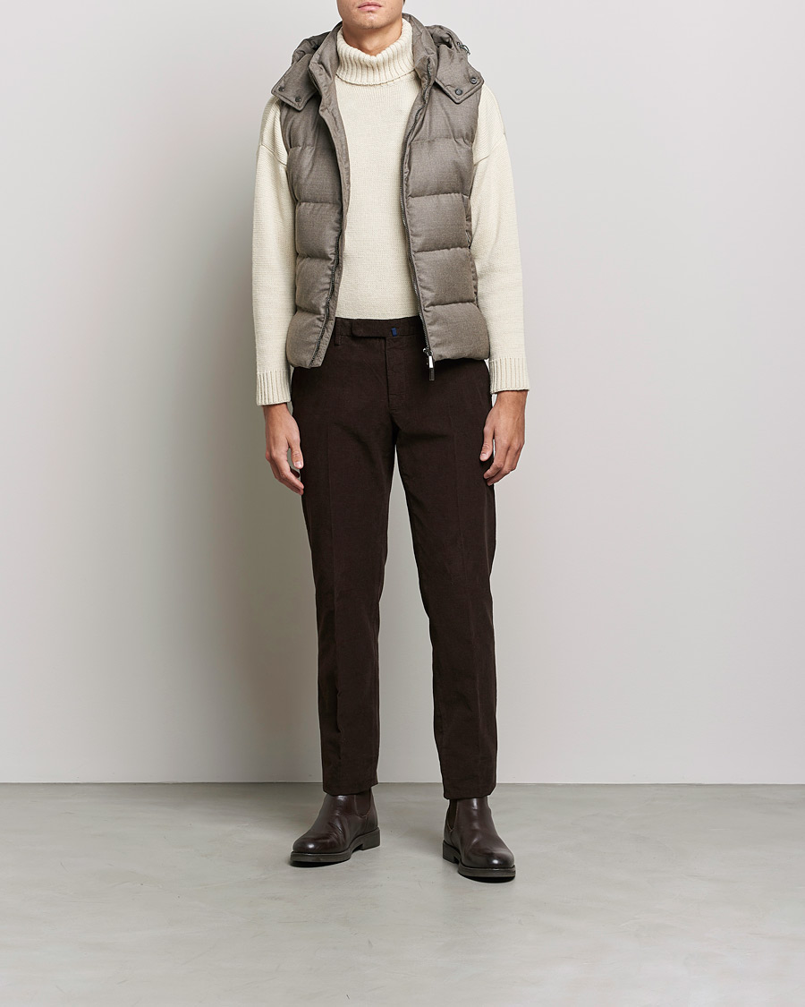 Uomini | Giacche | MooRER | Fire Wool/Cashmere Hooded Vest Beige