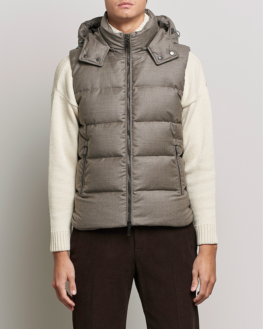 Uomini | Giacche | MooRER | Fire Wool/Cashmere Hooded Vest Beige