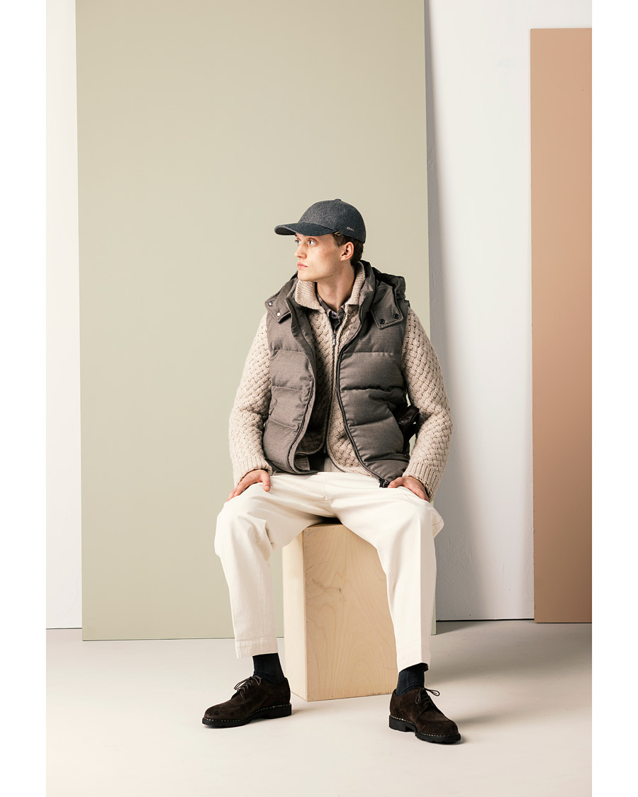 Uomini | Giacche | MooRER | Fire Wool/Cashmere Hooded Vest Beige