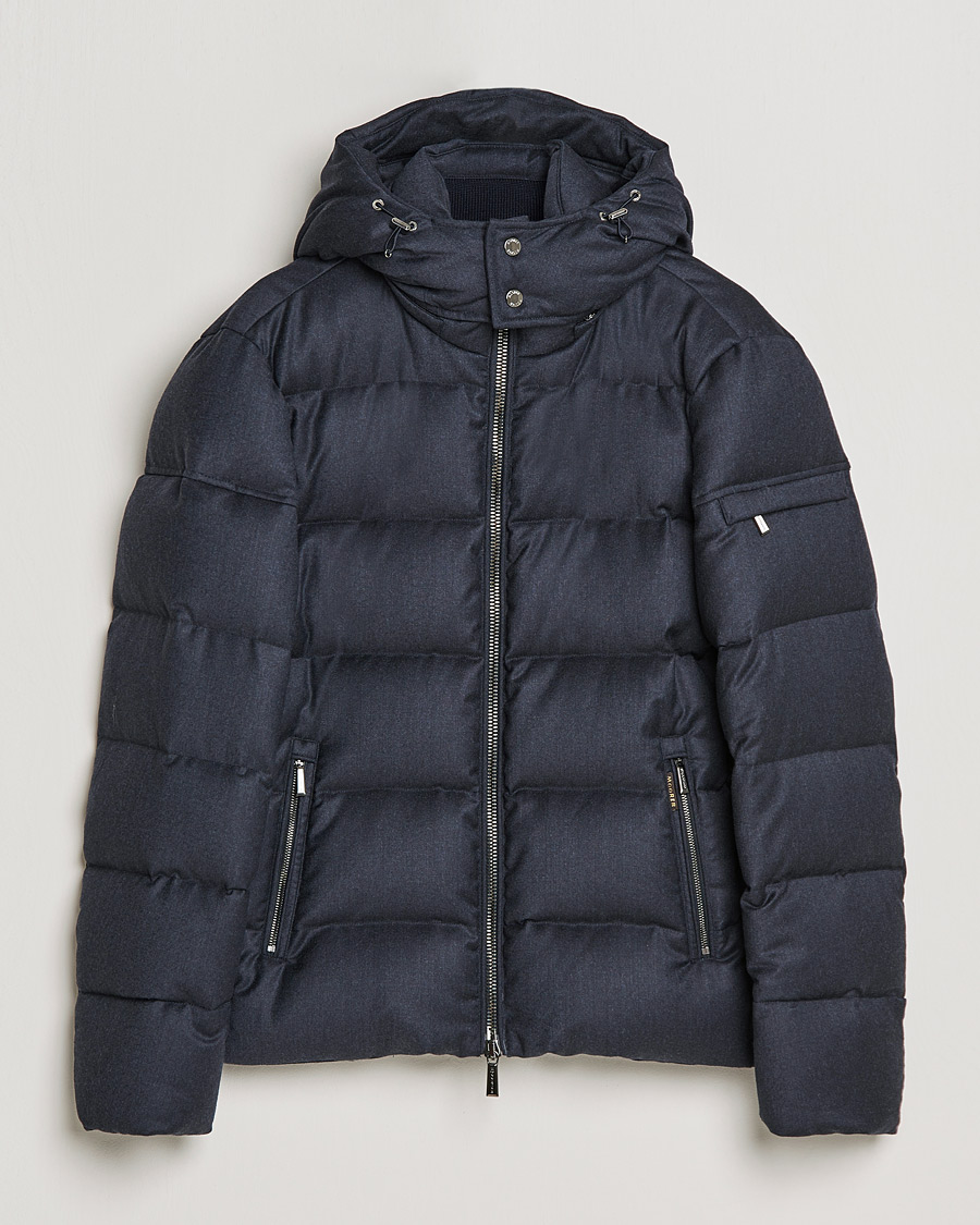 Uomini | Giacche | MooRER | Brett Wool/Cashmere Hooded Jacket Blue Grey