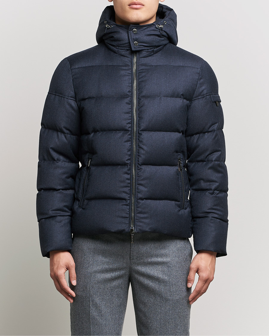 Uomini | Giacche | MooRER | Brett Wool/Cashmere Hooded Jacket Blue Grey