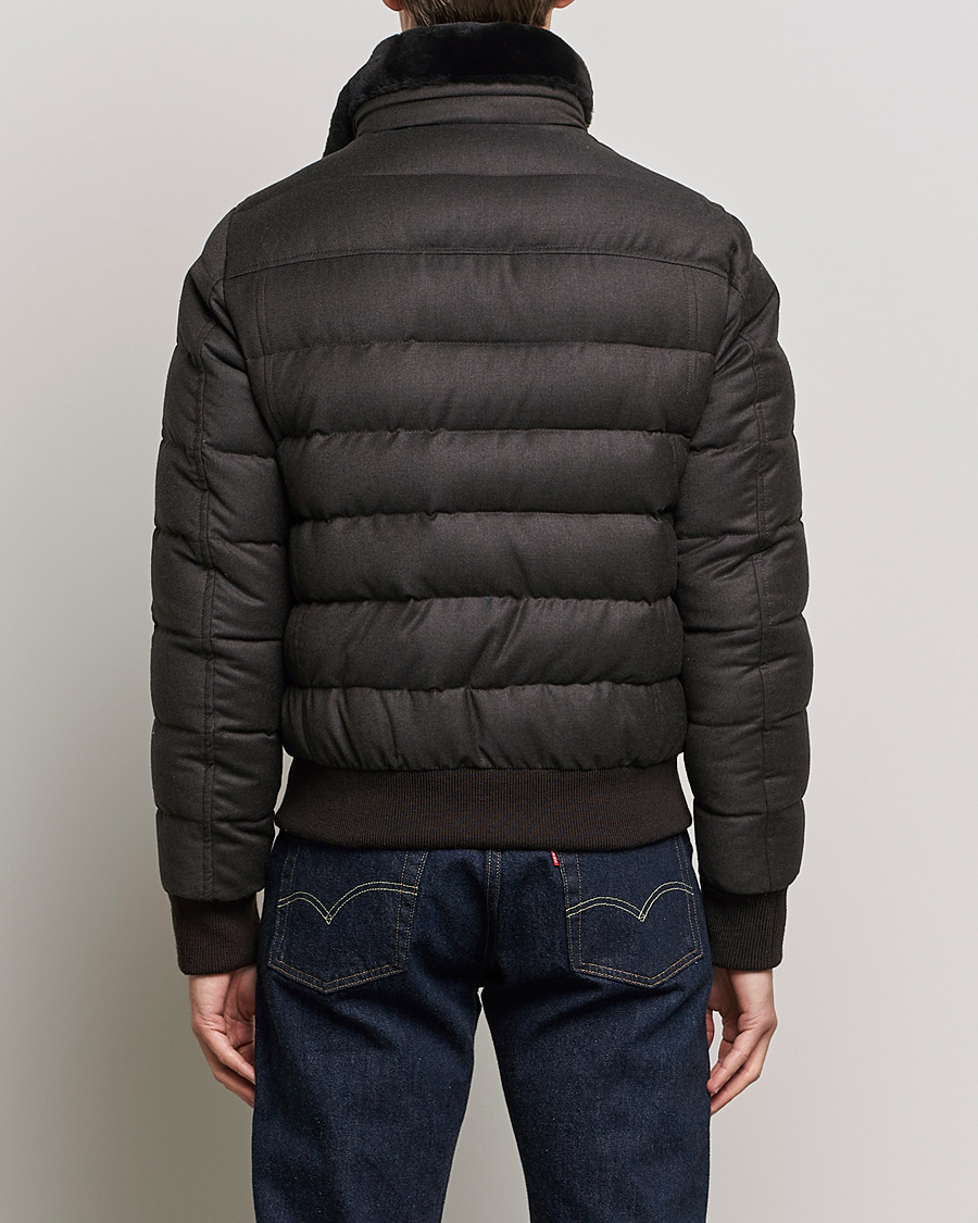 Uomini | Giacche | MooRER | Fantoni Wool/Cashmere Suede Bomber Jacket Dark Brown