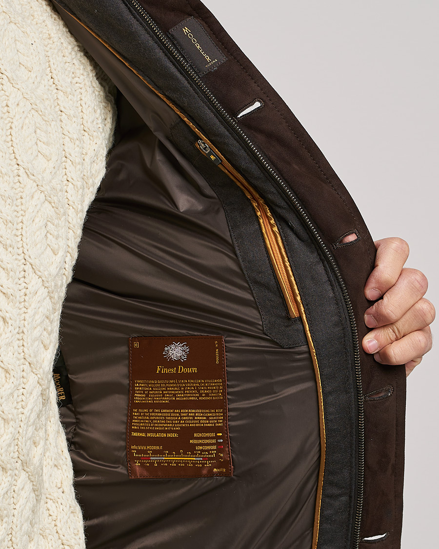 Uomini | Giacche | MooRER | Fantoni Wool/Cashmere Suede Bomber Jacket Dark Brown