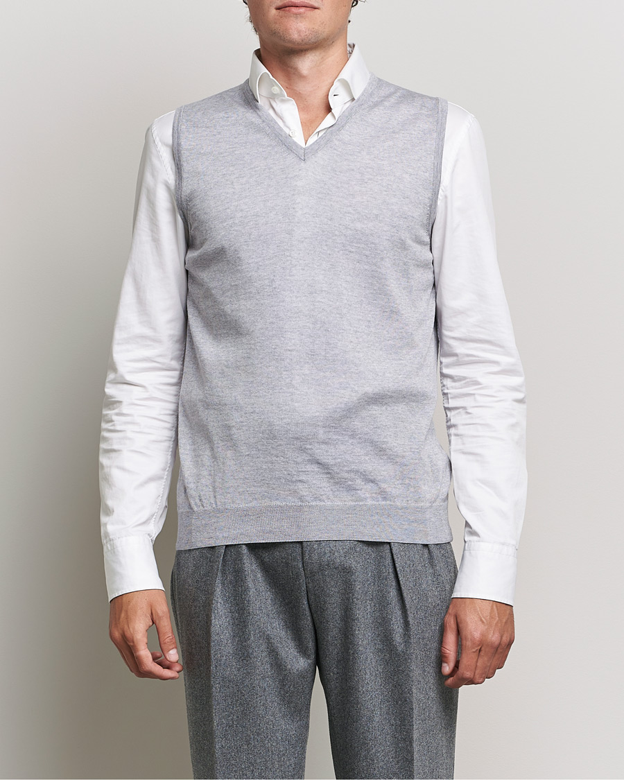 Uomini | Maglieria | Stenströms | Merino Slipover Light Grey
