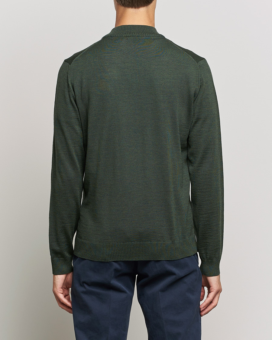 Uomini | Maglieria | Stenströms | Merino Full Zip Dark Green