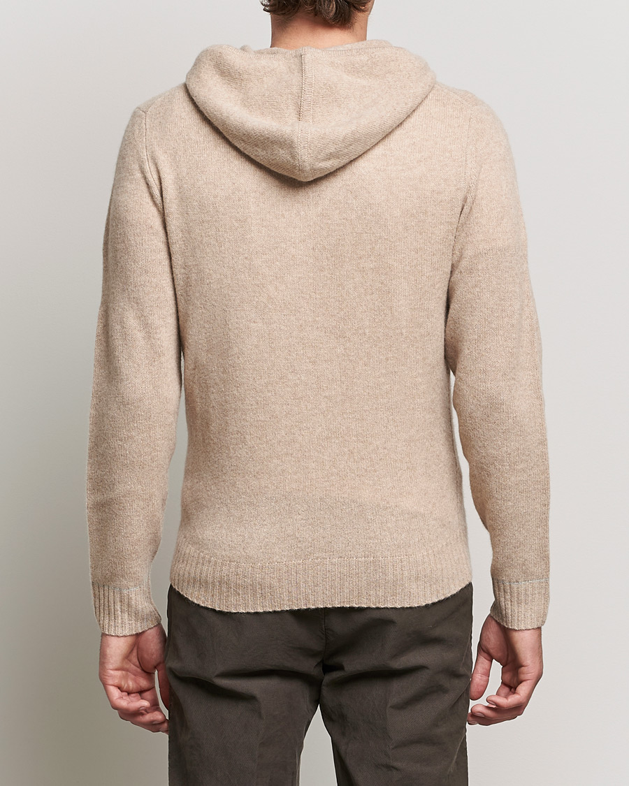 Uomini | Maglieria | Stenströms | Yak/Merino Full Zip Hoodie Beige