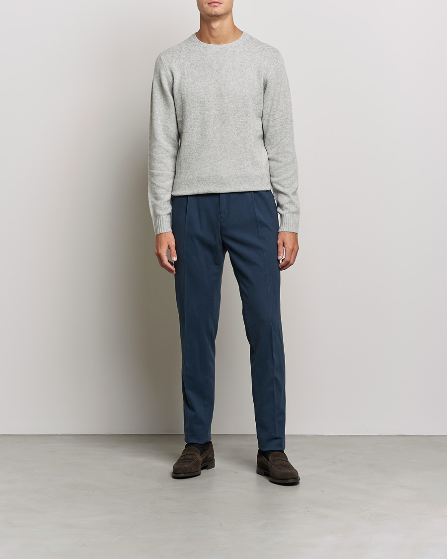 Uomini | Maglieria | Stenströms | Yak/Merino Crew Neck Grey