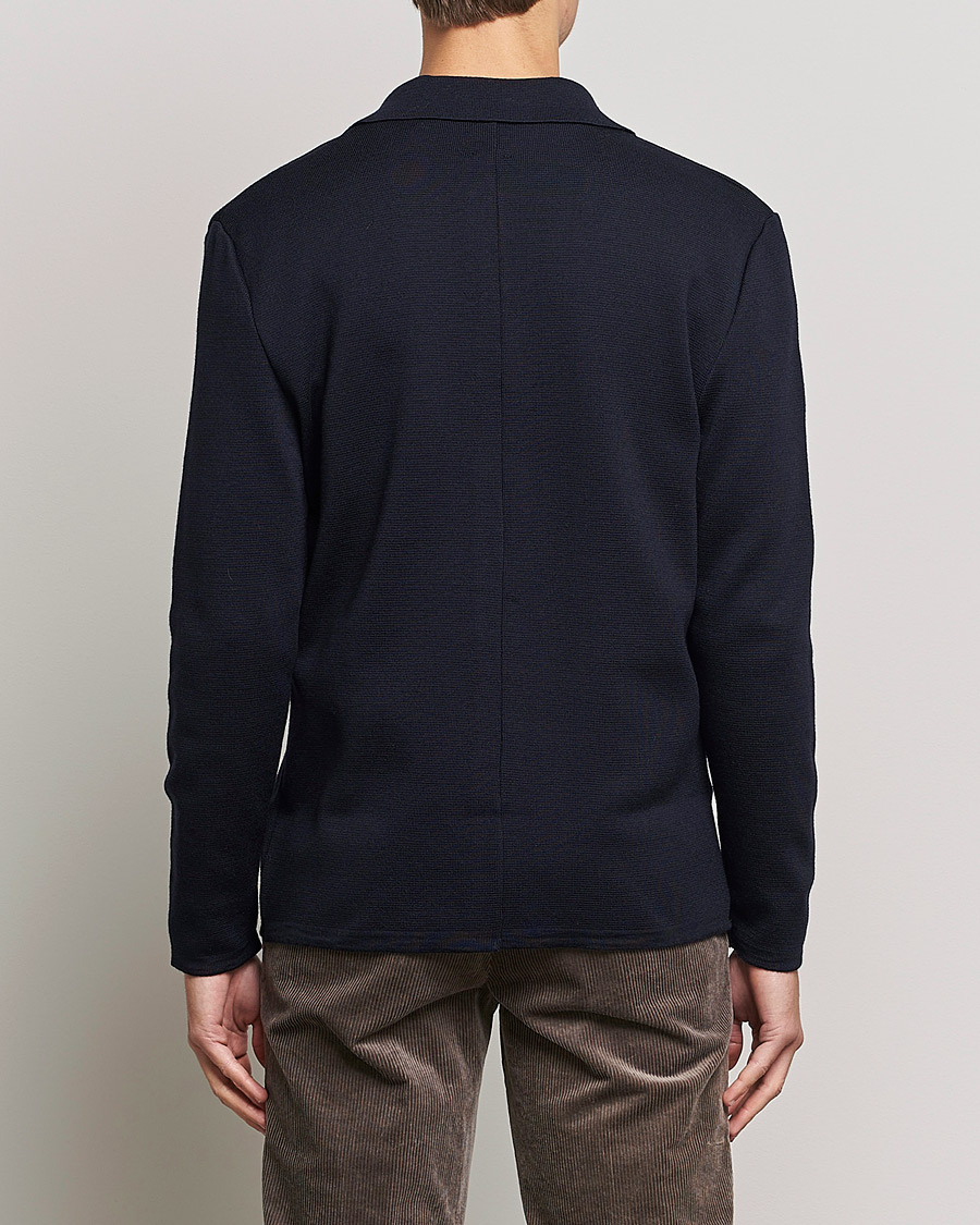 Uomini | Maglieria | Stenströms | Merino Chest Pocket Cardigan Navy