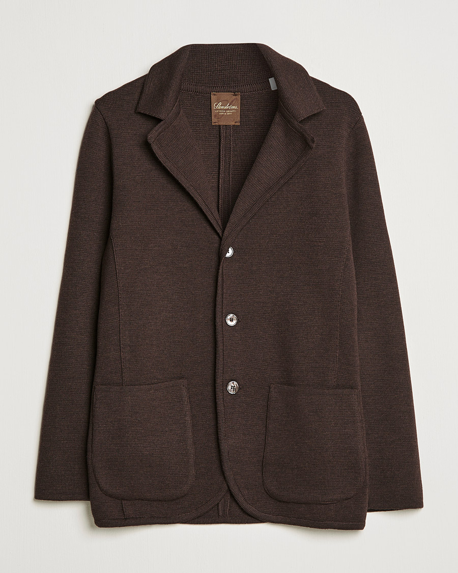 Uomini | Blazers | Stenströms | Milano Knitted Merino Blazer Brown