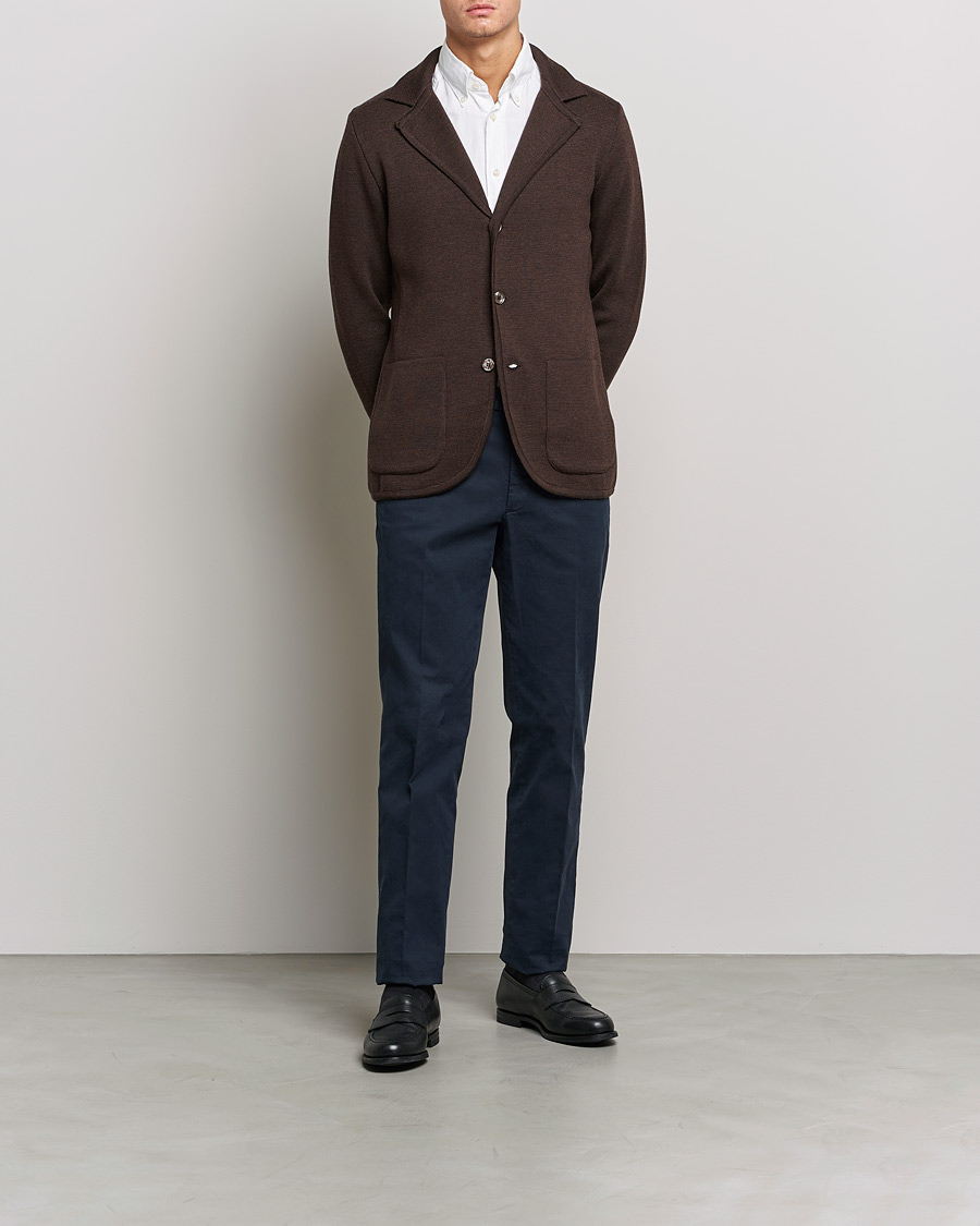 Uomini | Blazers | Stenströms | Milano Knitted Merino Blazer Brown