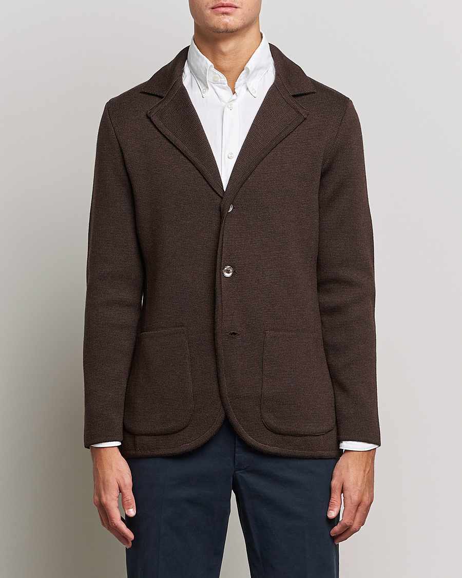 Uomini | Blazers | Stenströms | Milano Knitted Merino Blazer Brown