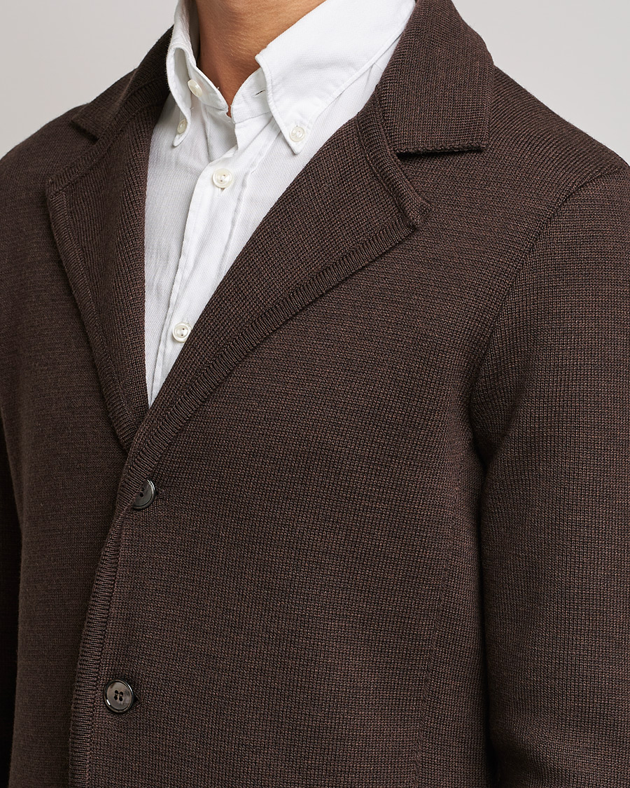 Uomini | Blazers | Stenströms | Milano Knitted Merino Blazer Brown
