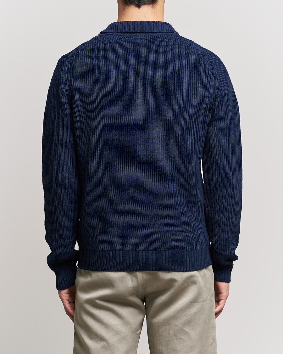 Uomini | Maglieria | Stenströms | Chunky Merino Polo Navy