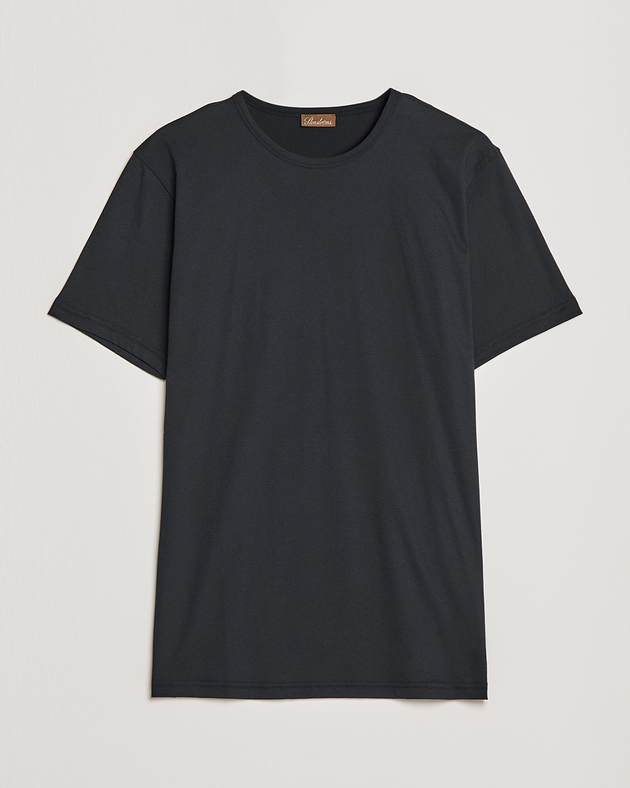 Uomini | T-shirt | Stenströms | Solid Cotton T-Shirt Black