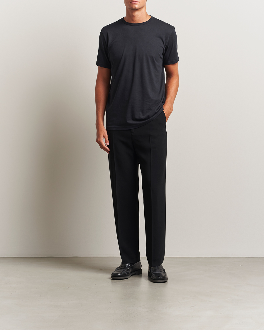 Uomini | T-shirt | Stenströms | Solid Cotton T-Shirt Black