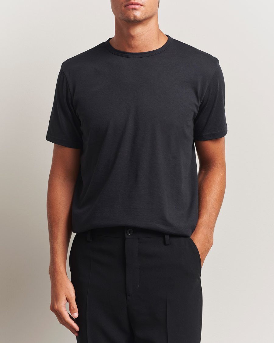 Uomini | T-shirt | Stenströms | Solid Cotton T-Shirt Black