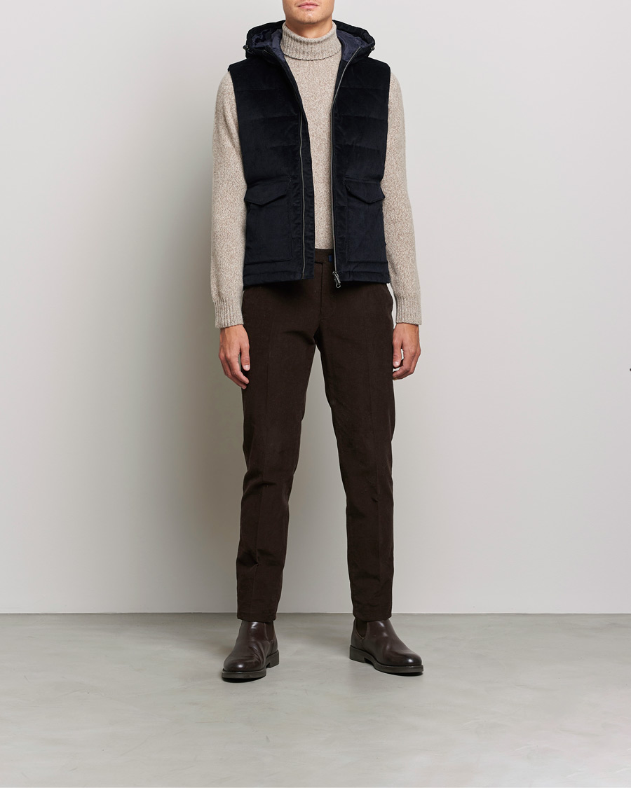 Uomini | Giacche | Stenströms | Hooded Corduroy Vest Navy