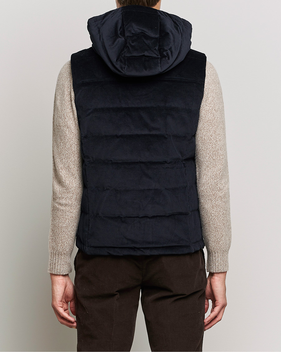 Uomini | Giacche | Stenströms | Hooded Corduroy Vest Navy