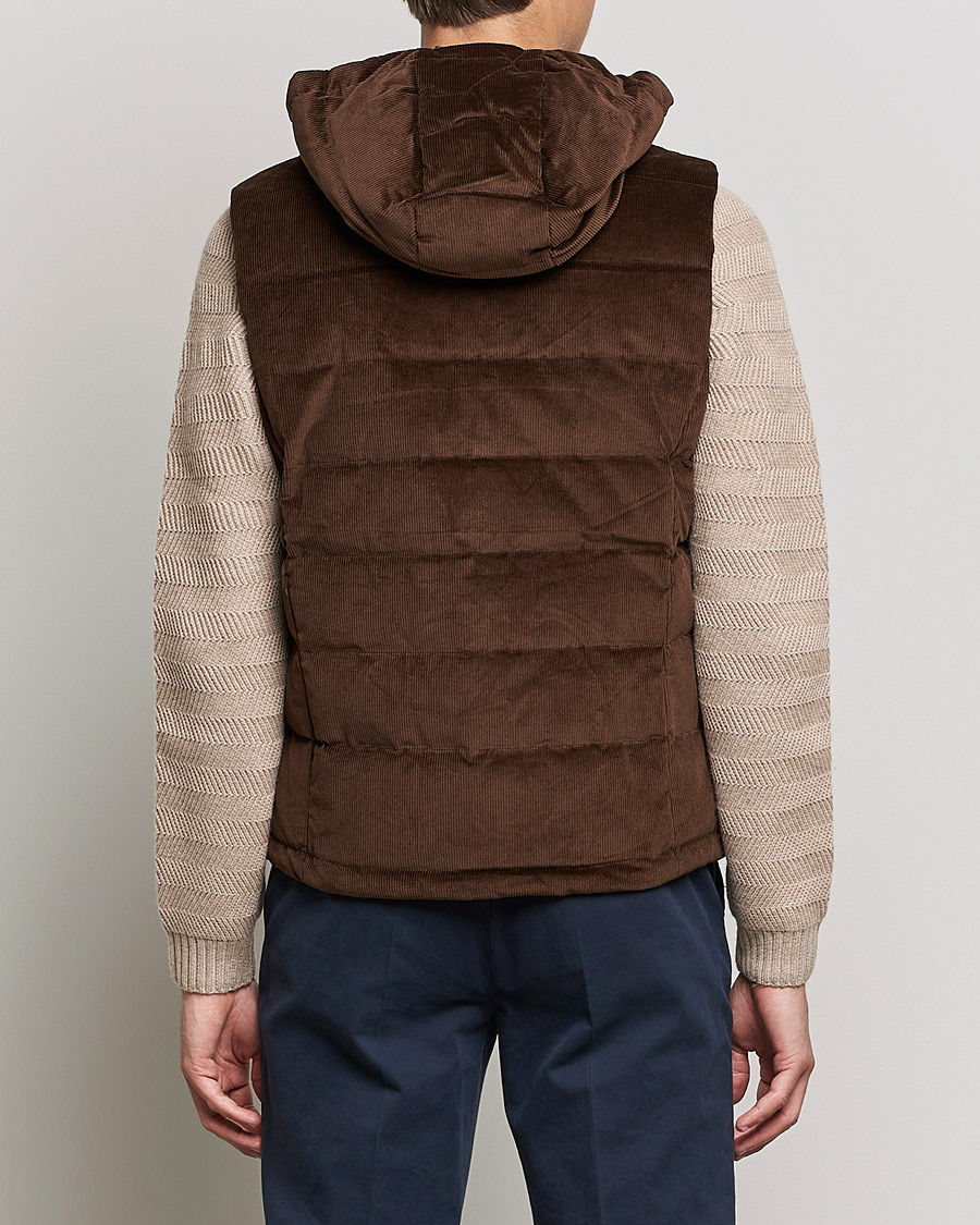 Uomini | Giacche | Stenströms | Hooded Corduroy Vest Brown
