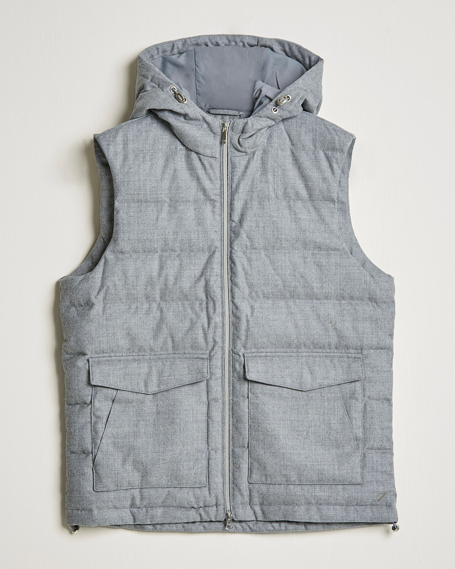 Uomini | Giacche | Stenströms | Hooded Flannel Vest Grey