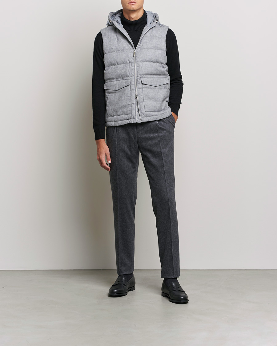 Uomini | Giacche | Stenströms | Hooded Flannel Vest Grey