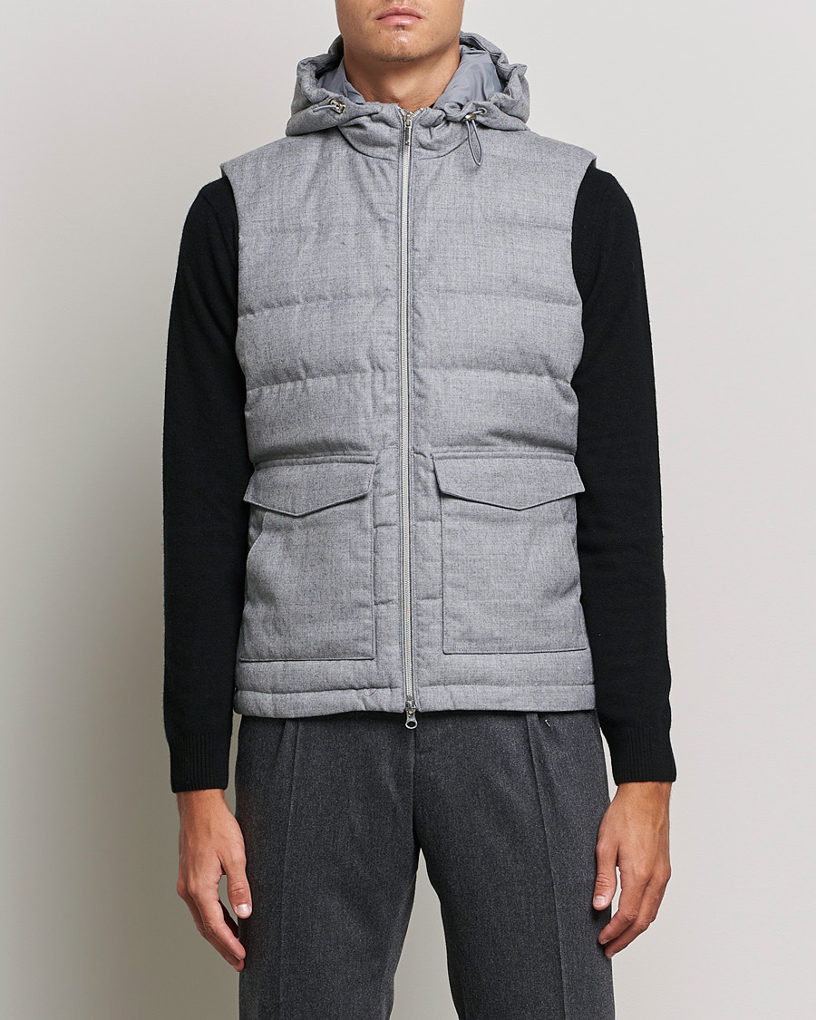 Uomini | Giacche | Stenströms | Hooded Flannel Vest Grey