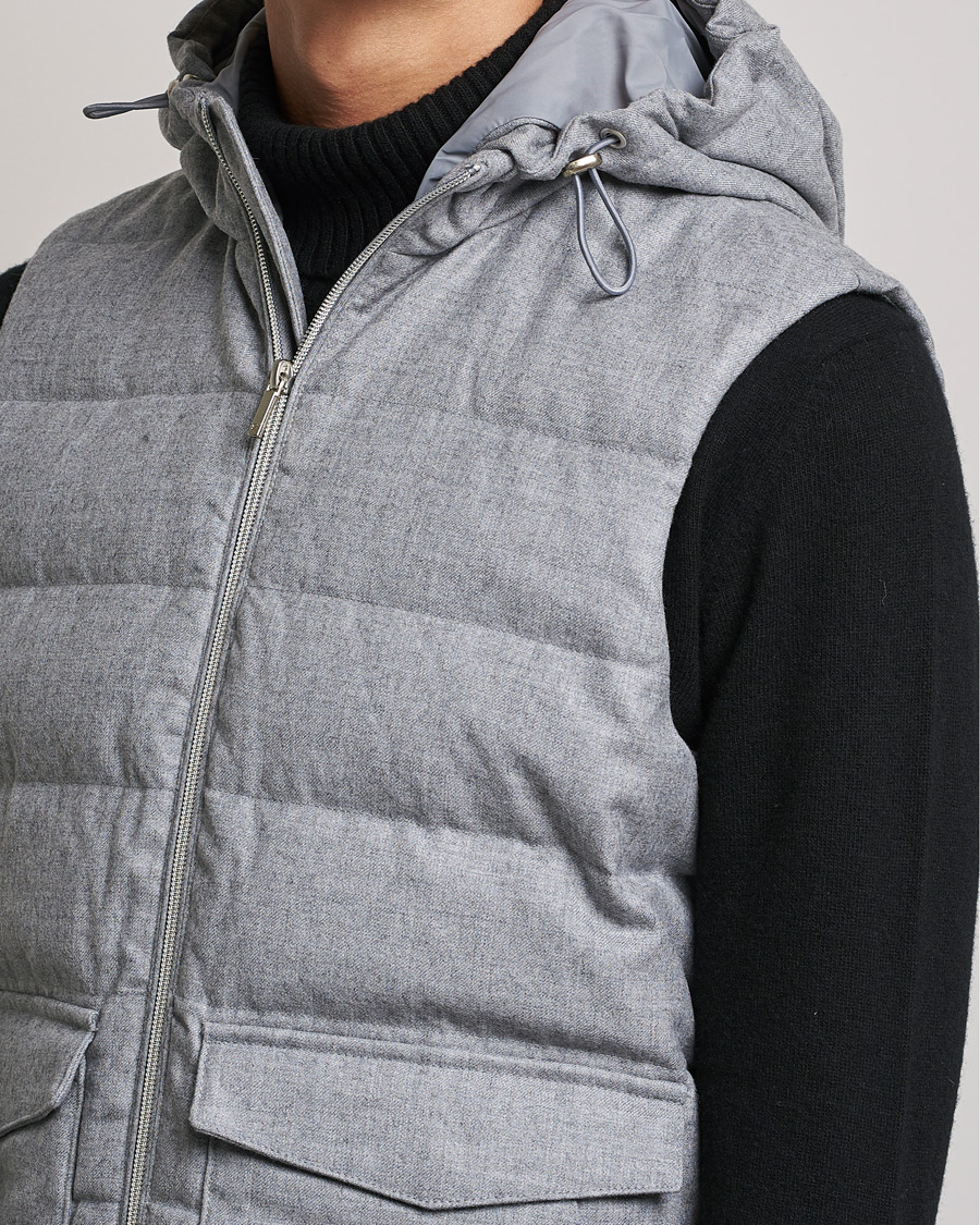 Uomini | Giacche | Stenströms | Hooded Flannel Vest Grey