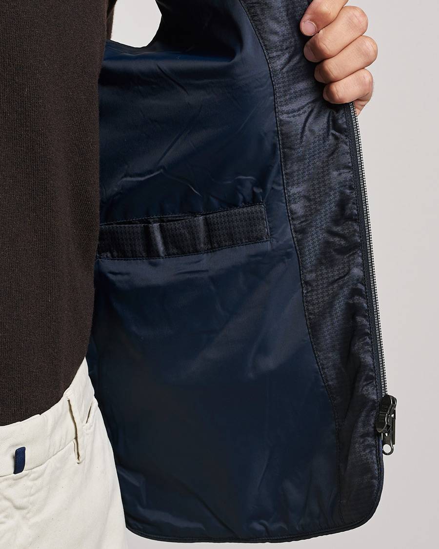 Uomini | Giacche | Stenströms | Houndstooth Padded Nylon Vest Navy