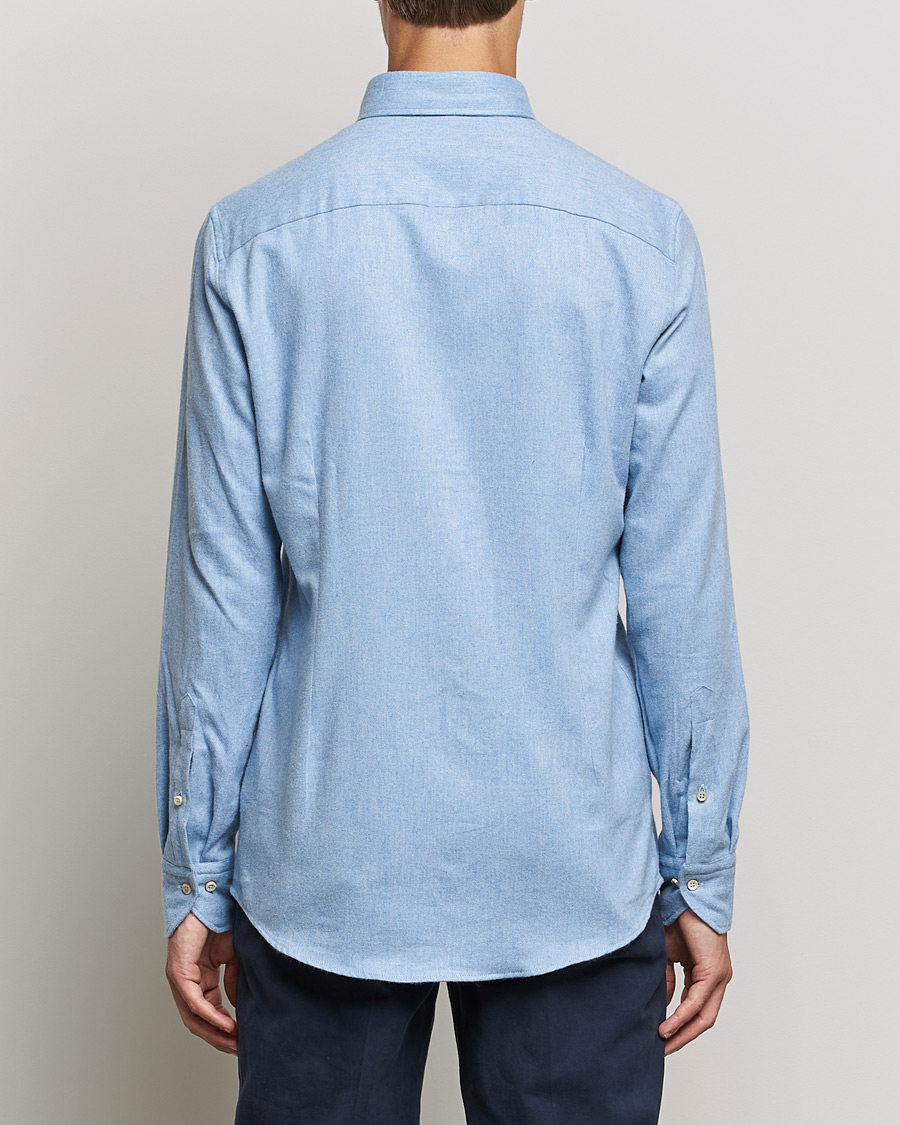 Uomini | Camicie | Stenströms | Slimline Flannel Shirt Light Blue