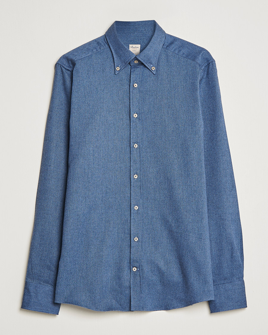 Uomini | Camicie | Stenströms | Slimline Flannel Shirt Blue