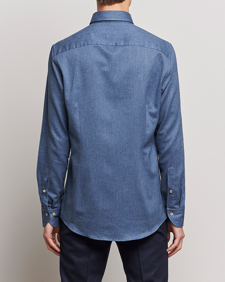 Uomini | Camicie | Stenströms | Slimline Flannel Shirt Blue