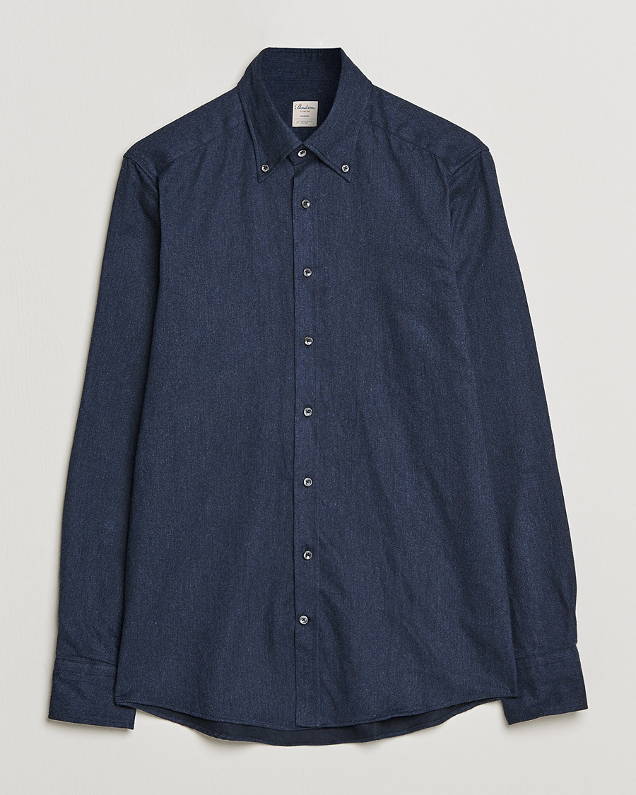 Uomini | Camicie | Stenströms | Slimline Flannel Shirt Navy