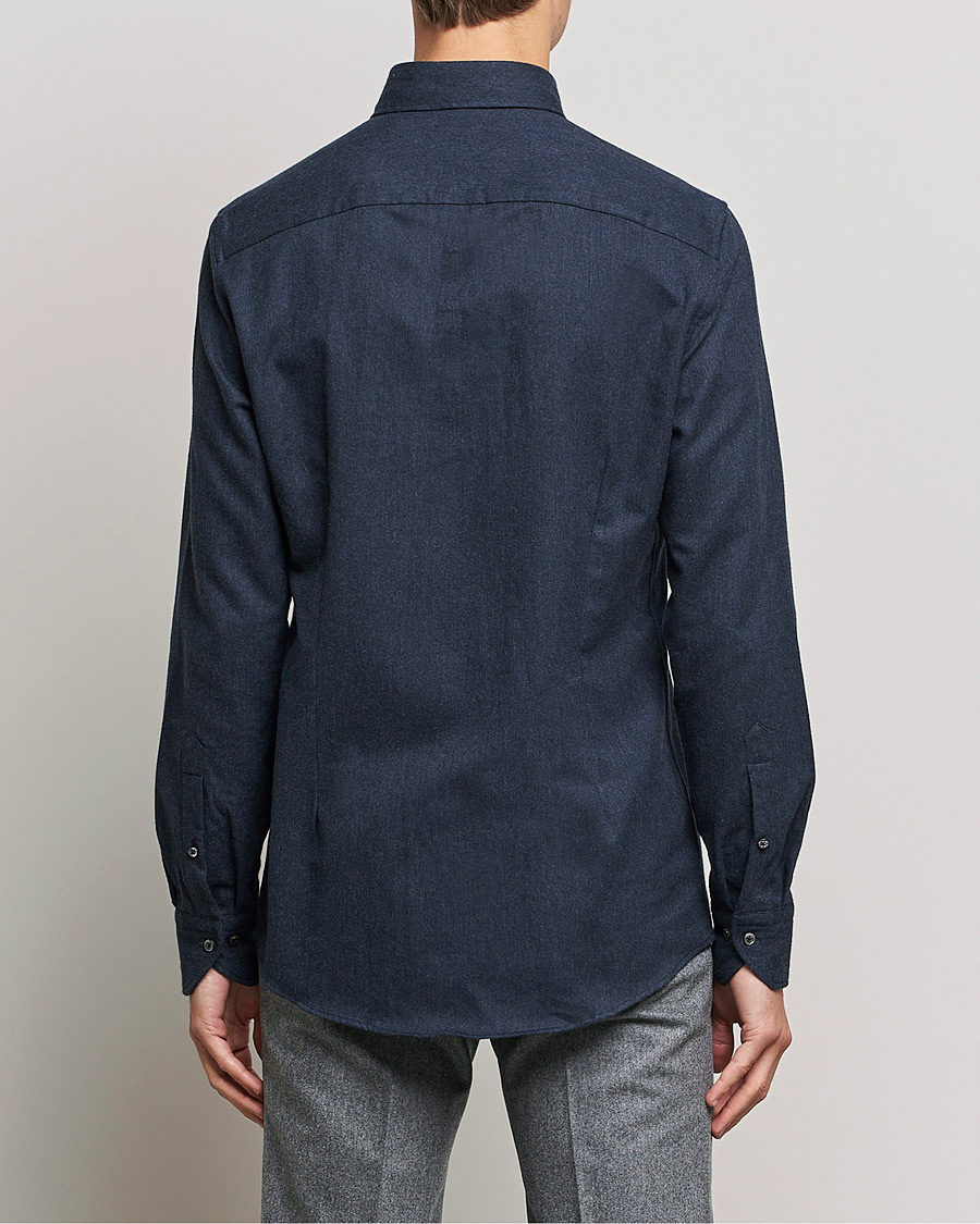 Uomini | Camicie | Stenströms | Slimline Flannel Shirt Navy