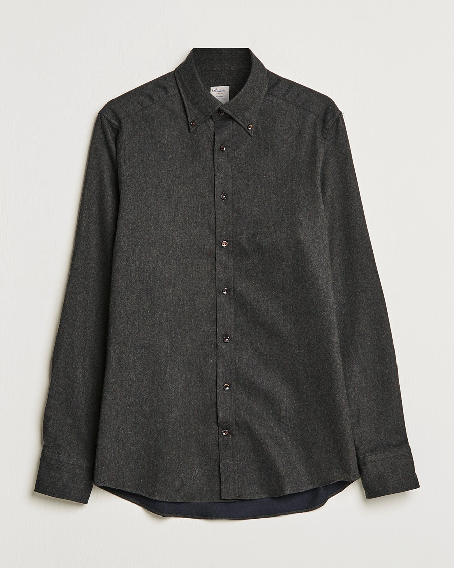 Uomini | Camicie | Stenströms | Slimline Flannel Shirt Dark Green