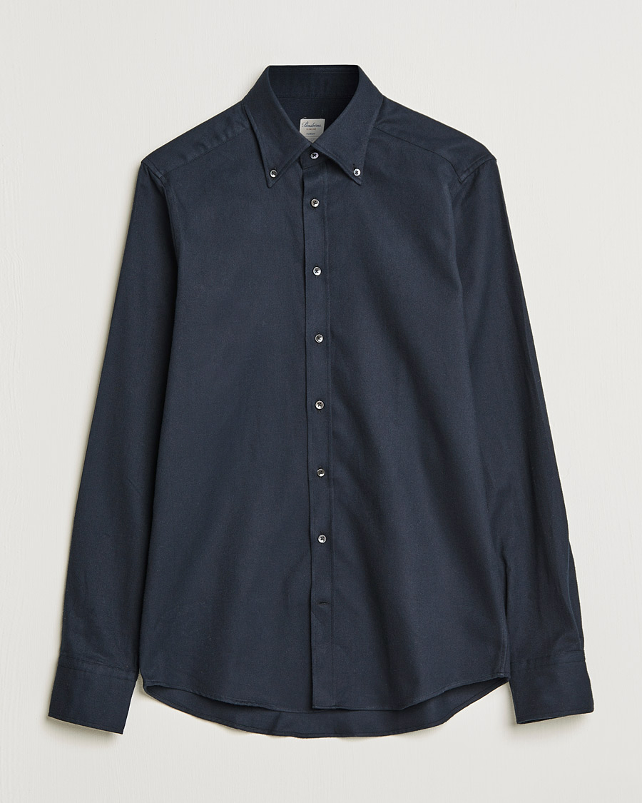 Uomini | Camicie | Stenströms | Slimline Flannel Shirt Black
