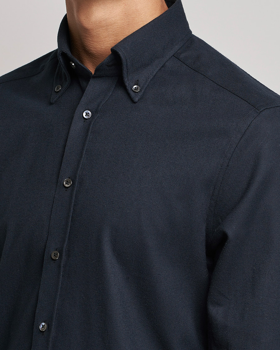 Uomini | Camicie | Stenströms | Slimline Flannel Shirt Black