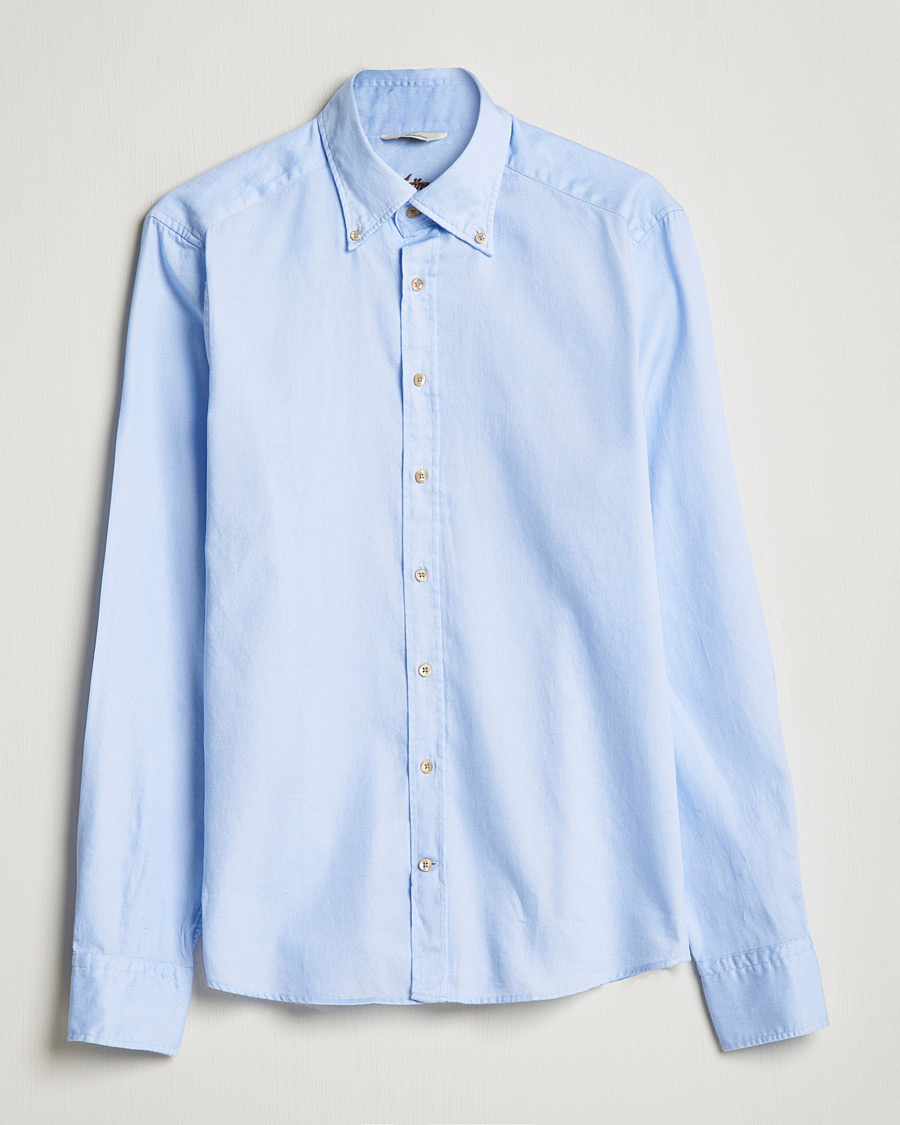 Uomini | Camicie | Stenströms | Slimline Button Down Printed Oxford Shirt Light Blue