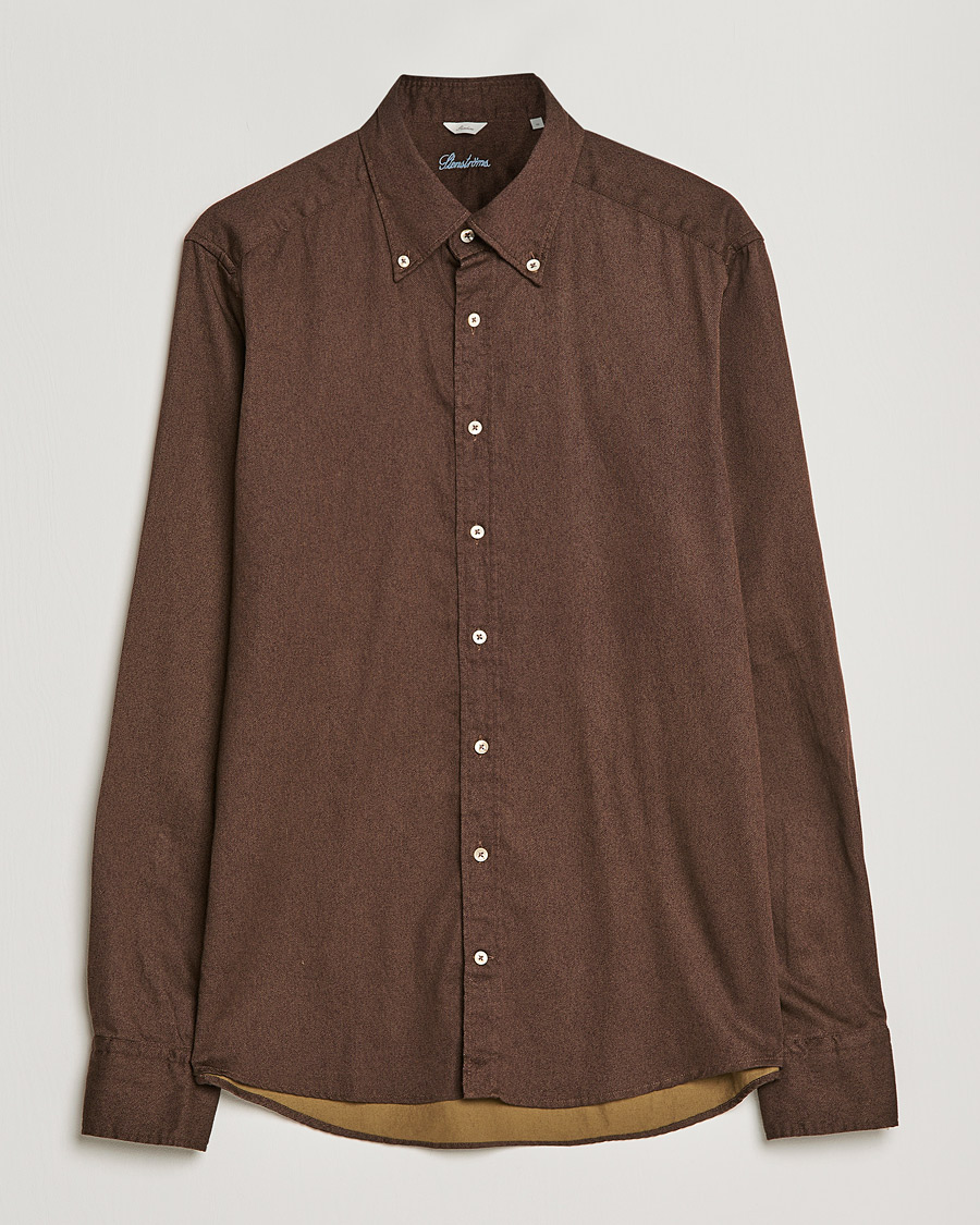 Uomini | Camicie | Stenströms | Slimline Button Down Printed Oxford Shirt Brown