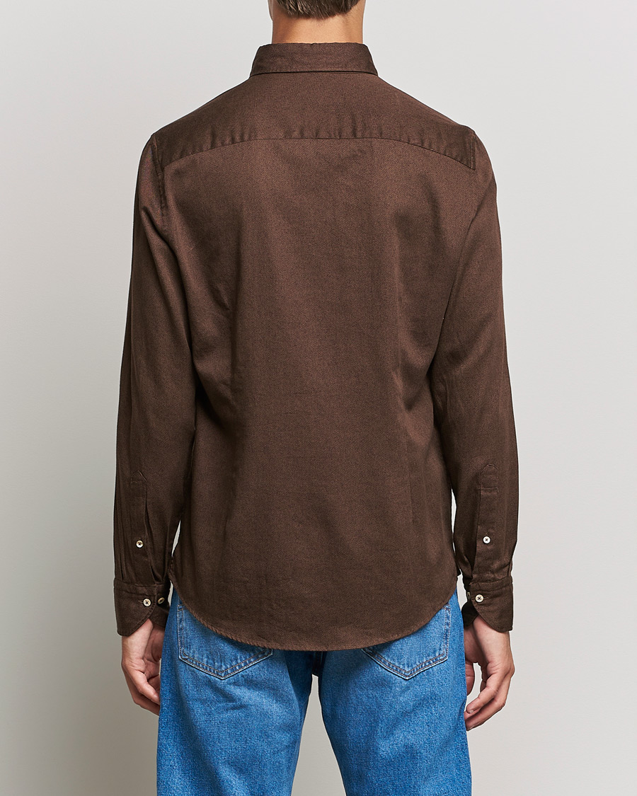 Uomini | Camicie | Stenströms | Slimline Button Down Printed Oxford Shirt Brown