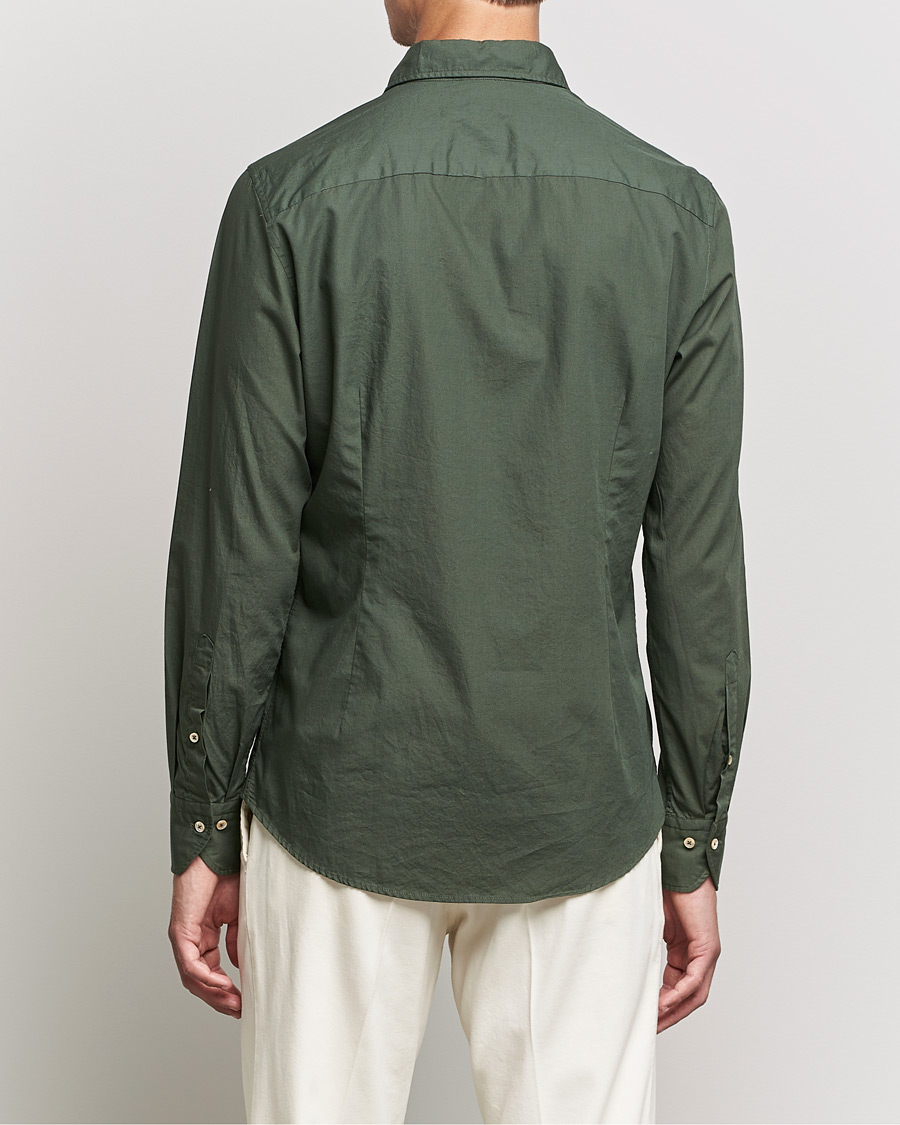 Uomini | Camicie | Stenströms | Slimline Washed Cut Away Poplin Shirt Green