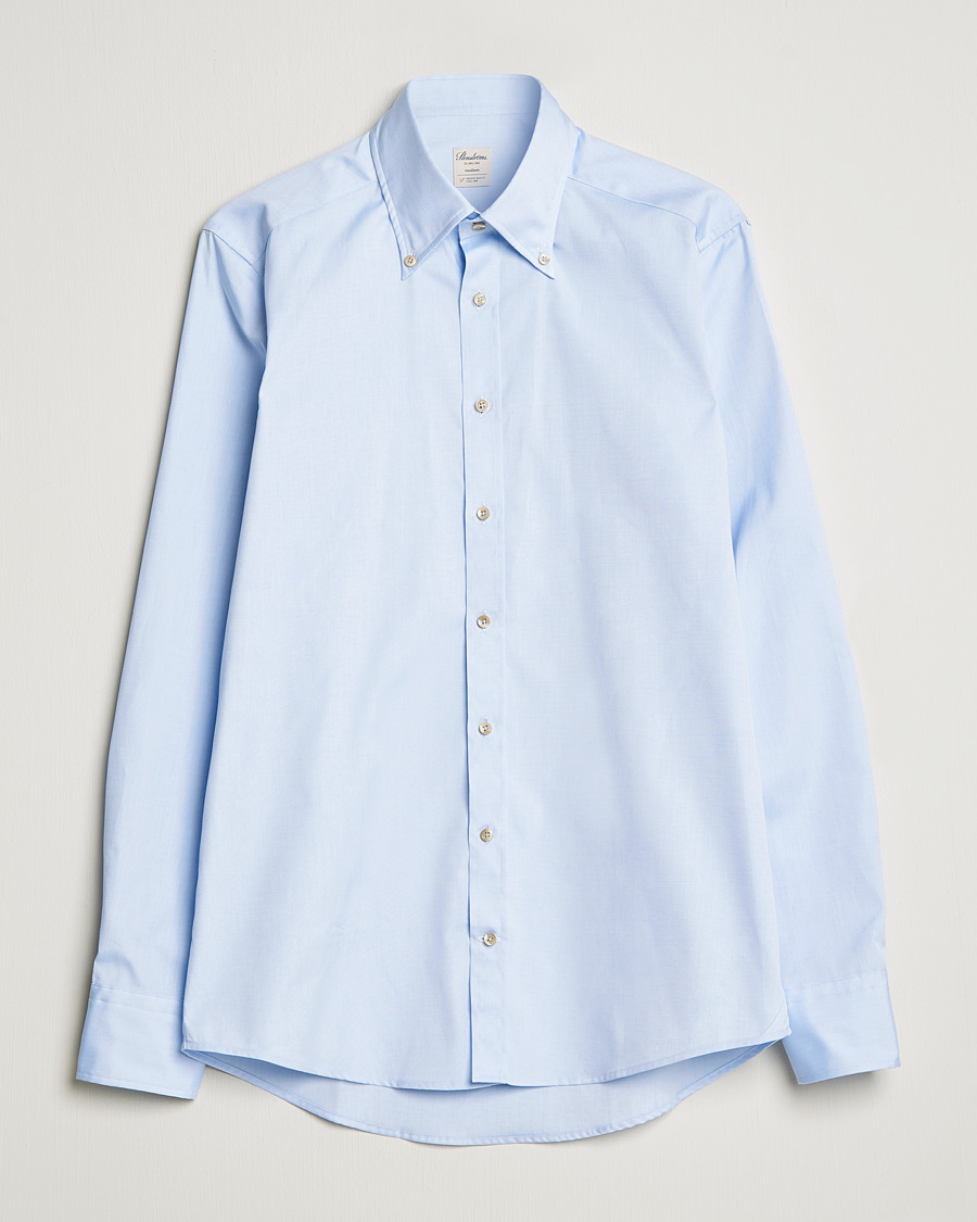 Uomini | Camicie | Stenströms | Slimline Button Down Pinpoint Oxford Shirt Light Blue