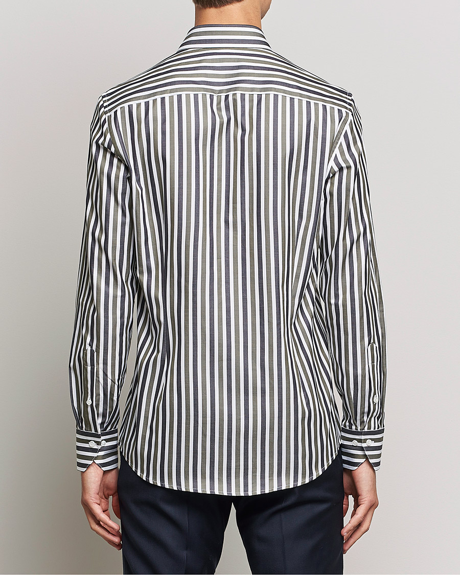 Uomini | Camicie | Stenströms | Slimline Cut Away Wide Striped Shirt Blue/Green