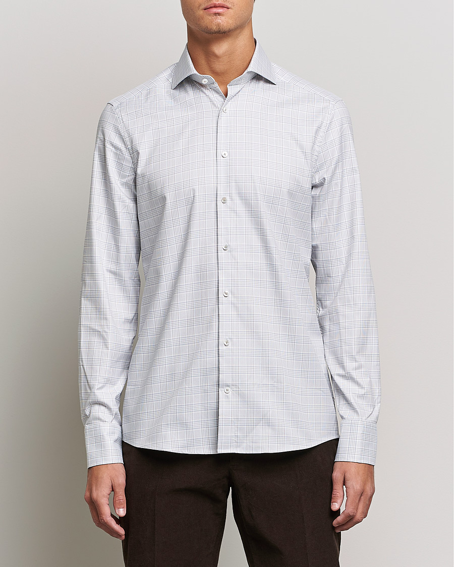 Uomini | Camicie | Stenströms | Slimline Cut Away Checked Shirt Green