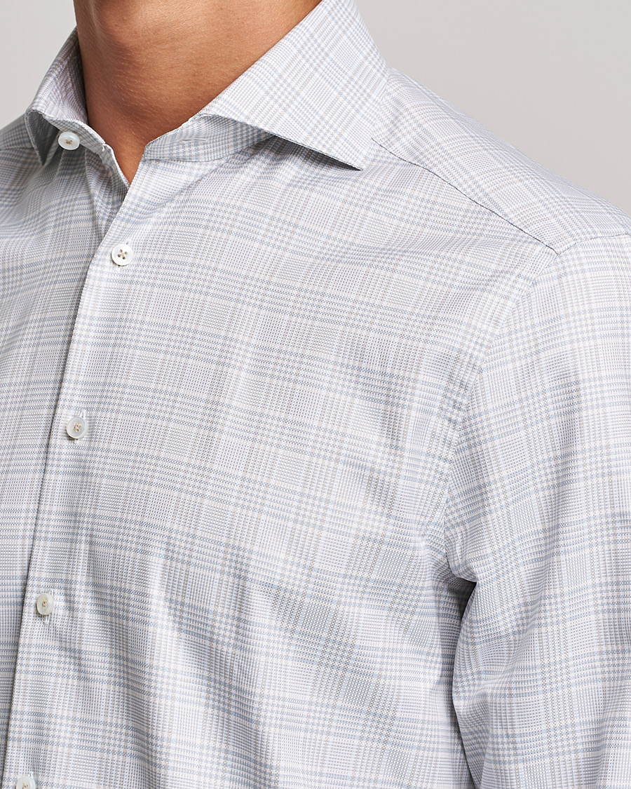 Uomini | Camicie | Stenströms | Slimline Cut Away Checked Shirt Green