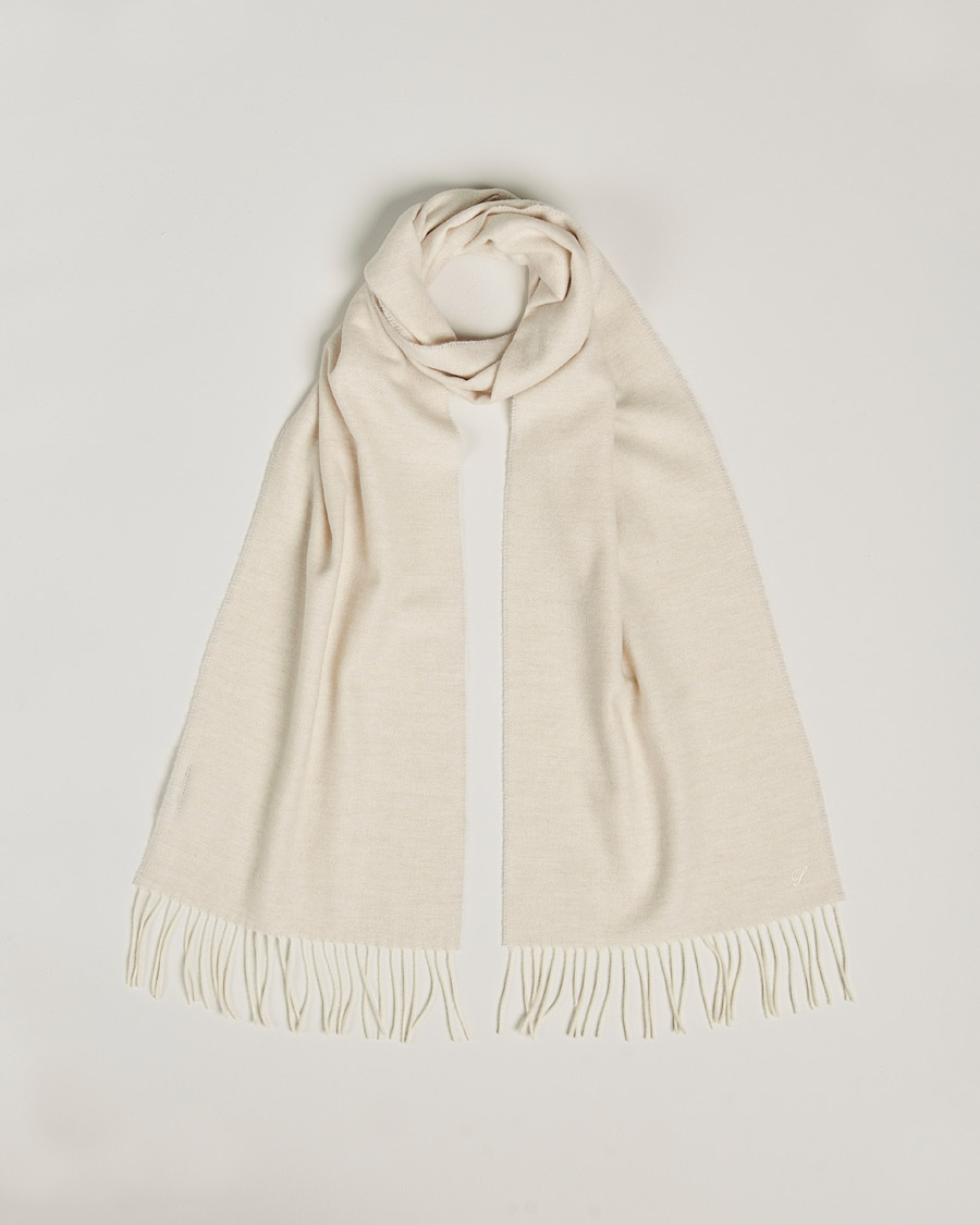 Uomini | Stenströms Herringbone Wool Scarf Creme White | Stenströms | Herringbone Wool Scarf Creme White