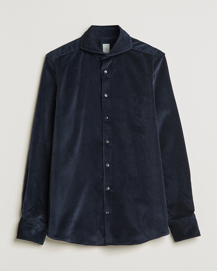 Uomini | Camicie | Stenströms | 1899 Slimline Sea Island Corduroy Shirt Navy