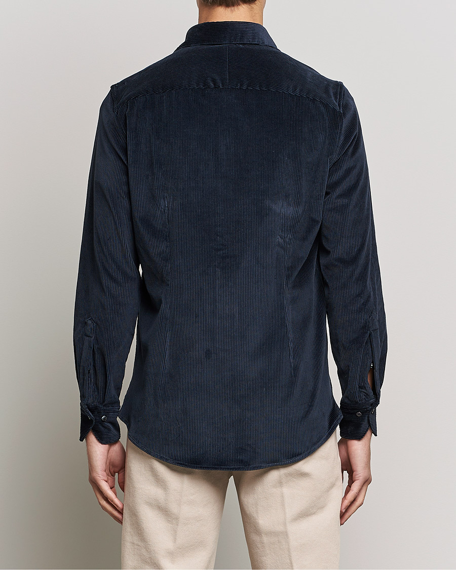 Uomini | Camicie | Stenströms | 1899 Slimline Sea Island Corduroy Shirt Navy