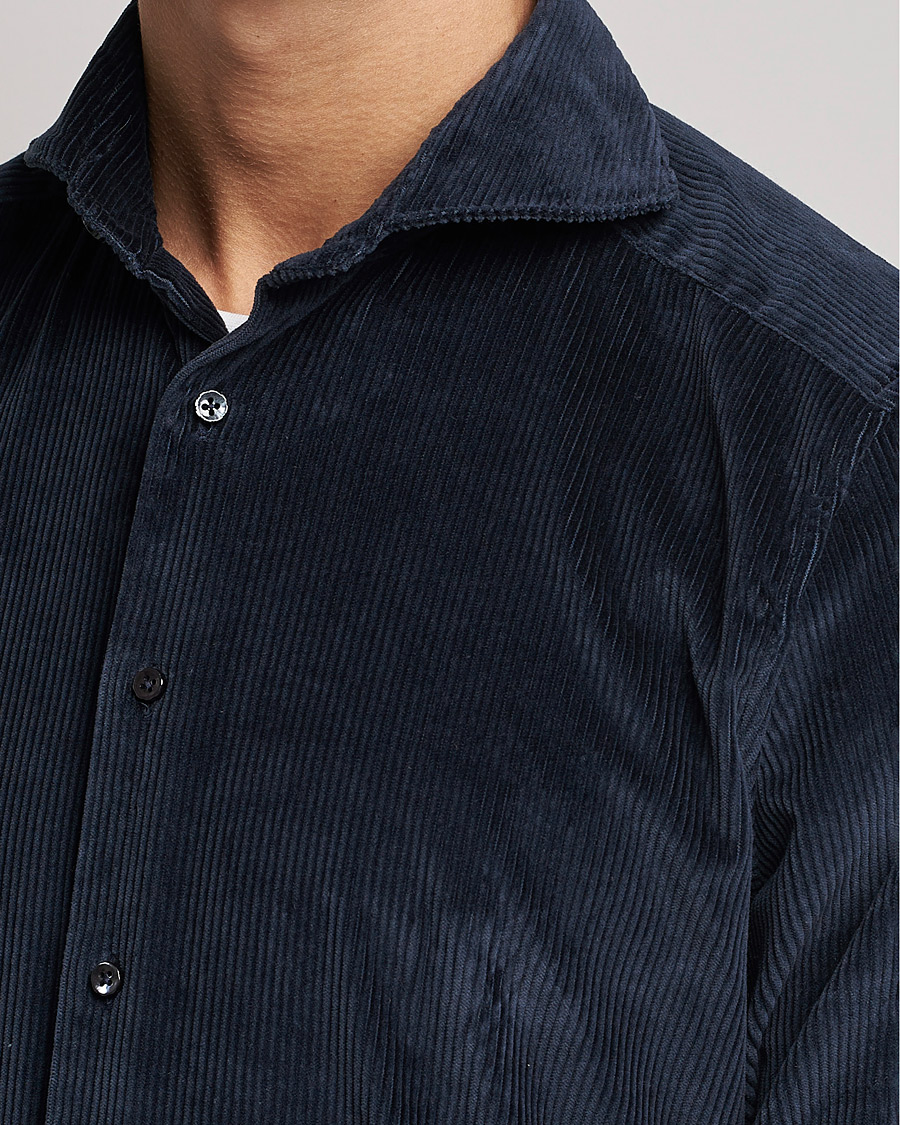 Uomini | Camicie | Stenströms | 1899 Slimline Sea Island Corduroy Shirt Navy