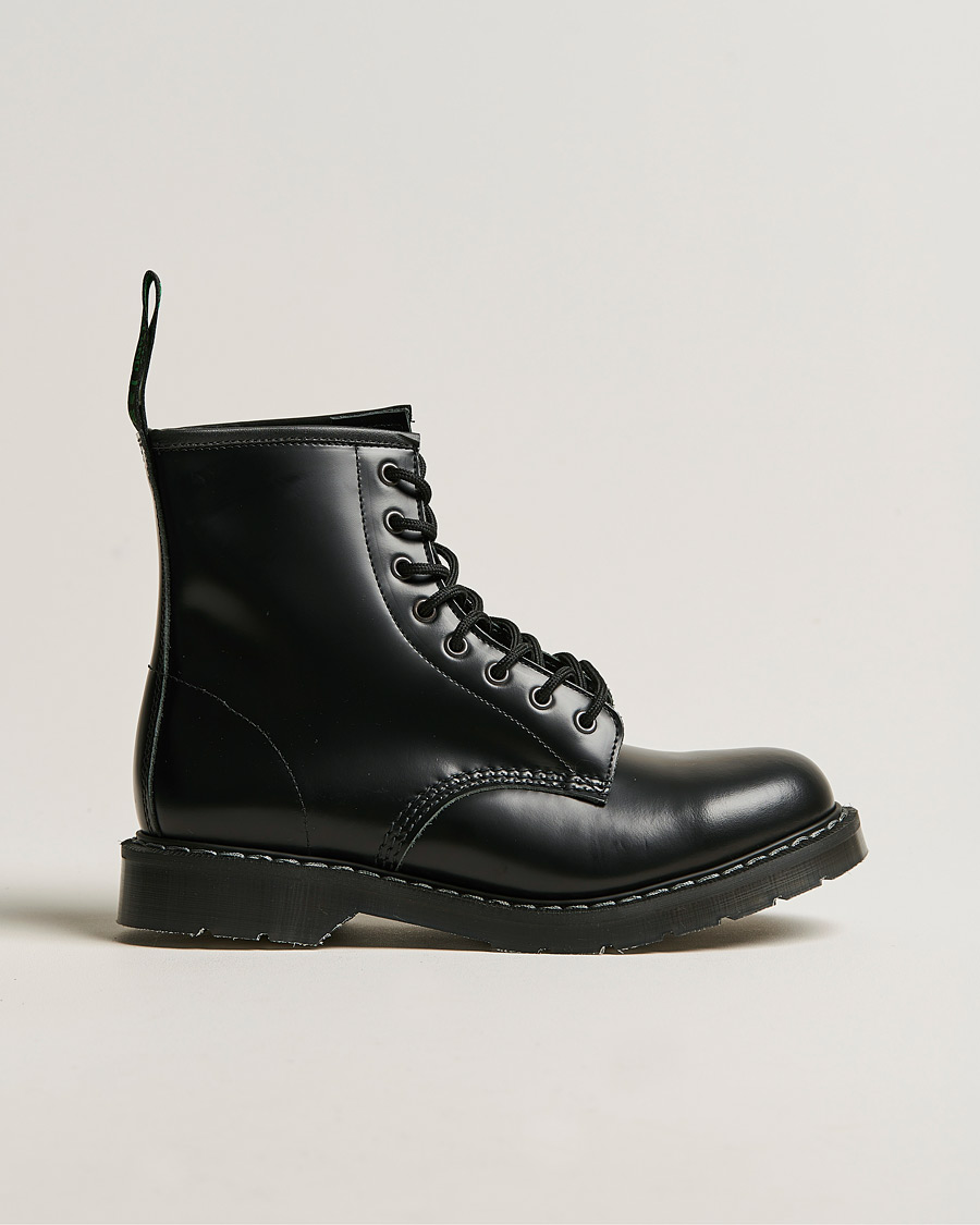 Uomini | Stivali | Solovair | 8 Eye Derby Boot Black Shine