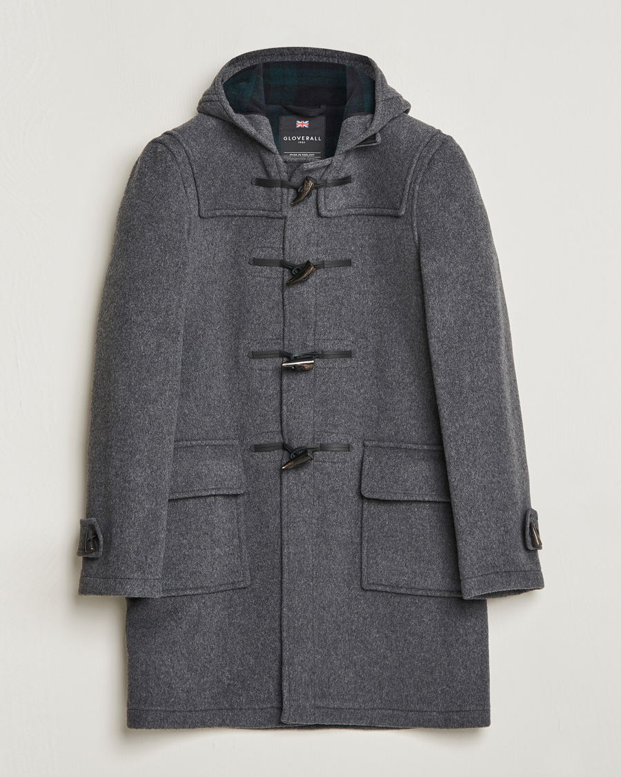 Uomini | Giacche | Gloverall | Morris Duffle Coat Grey/Blackwatch